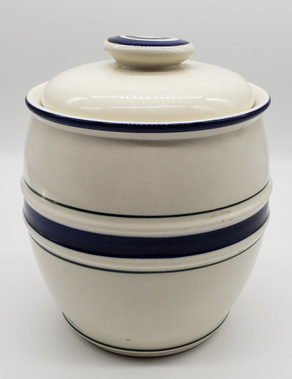 Tienshan Folkcraft Blue Country Crock Cookie Jar