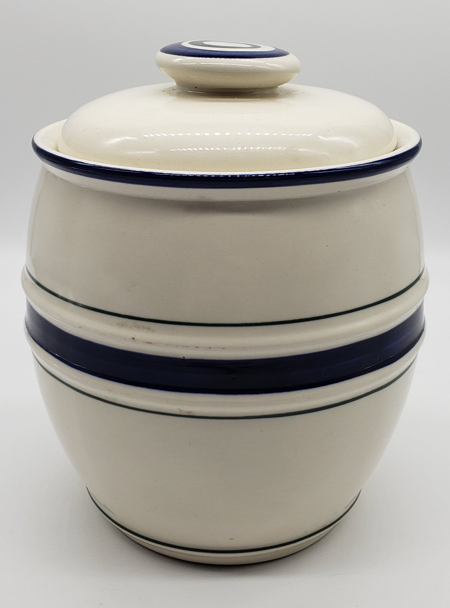 Tienshan Folkcraft Blue Country Crock Cookie Jar