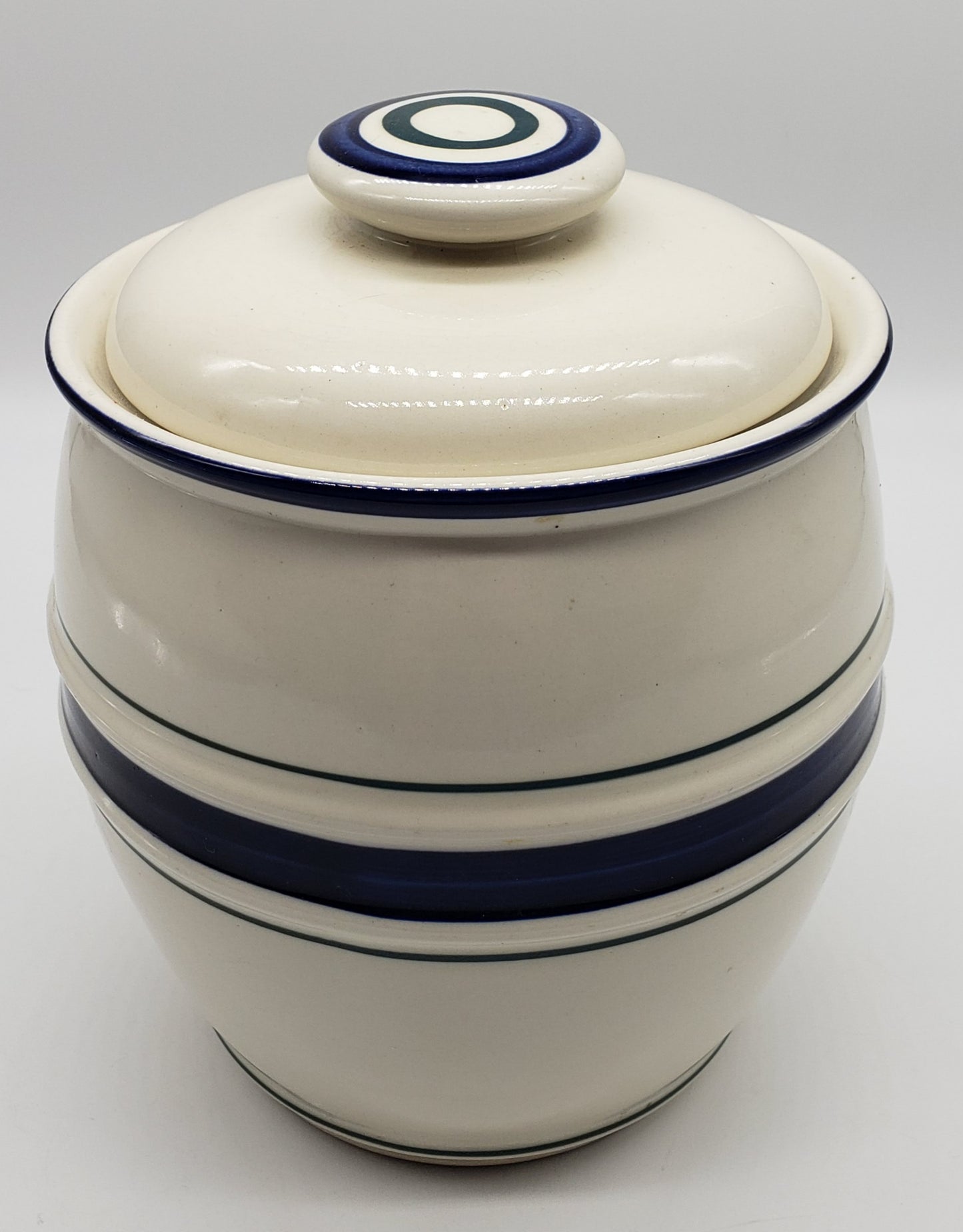 Tienshan Folkcraft Blue Country Crock Cookie Jar