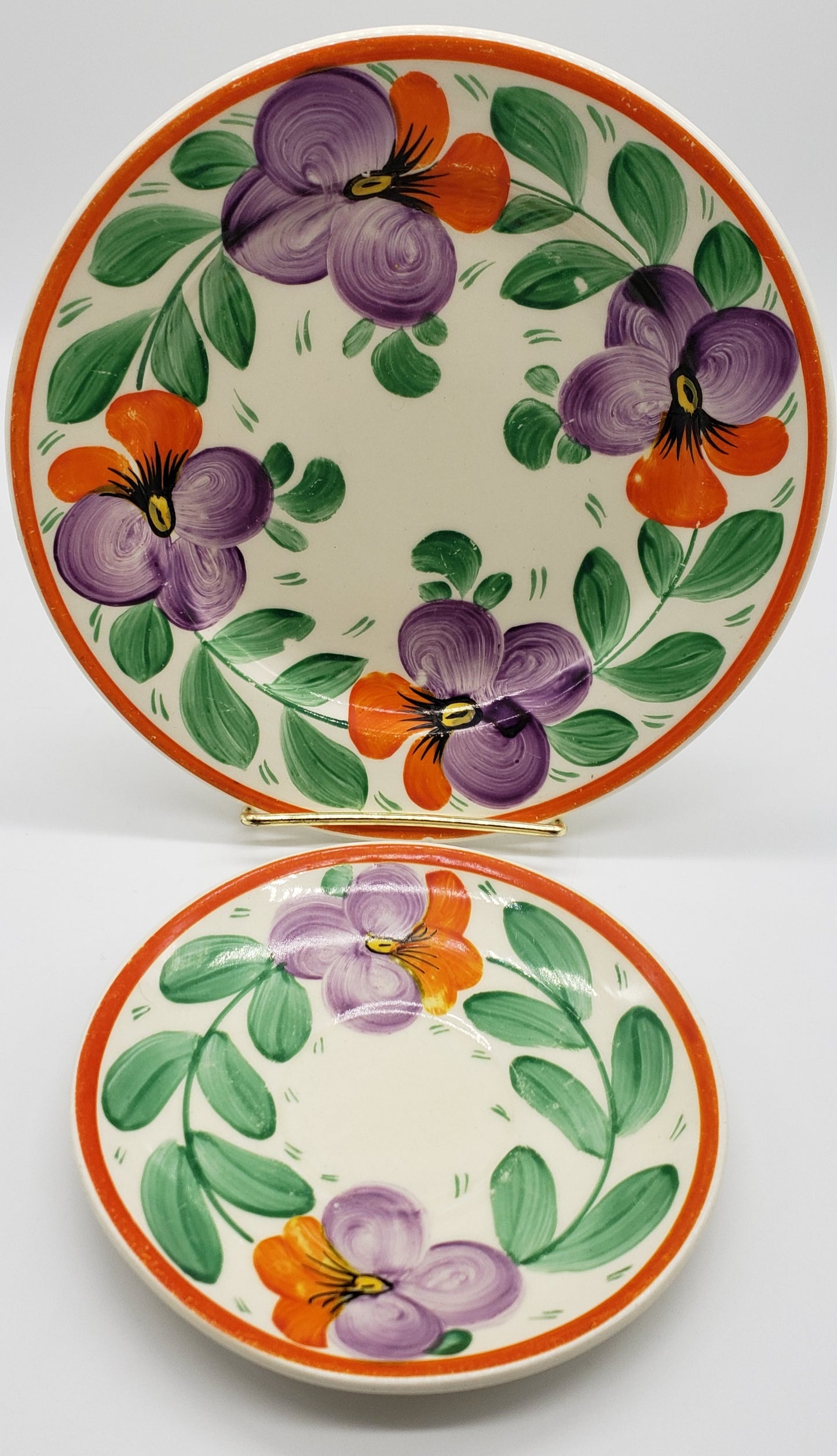 Vintage Hand Painted Salad and Dessert Plates. Czechoslovakia