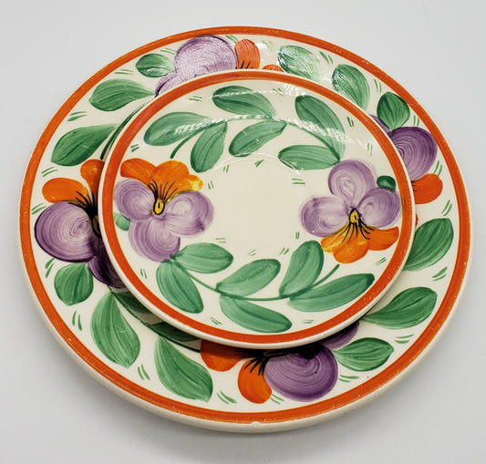 Vintage Hand Painted Salad and Dessert Plates. Czechoslovakia