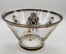 Load image into Gallery viewer, Georges Briard Sonata Serving Bowl Glass Applique Mid Century Modern Vintage Gold
