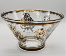 Load image into Gallery viewer, Georges Briard Sonata Serving Bowl Glass Applique Mid Century Modern Vintage Gold
