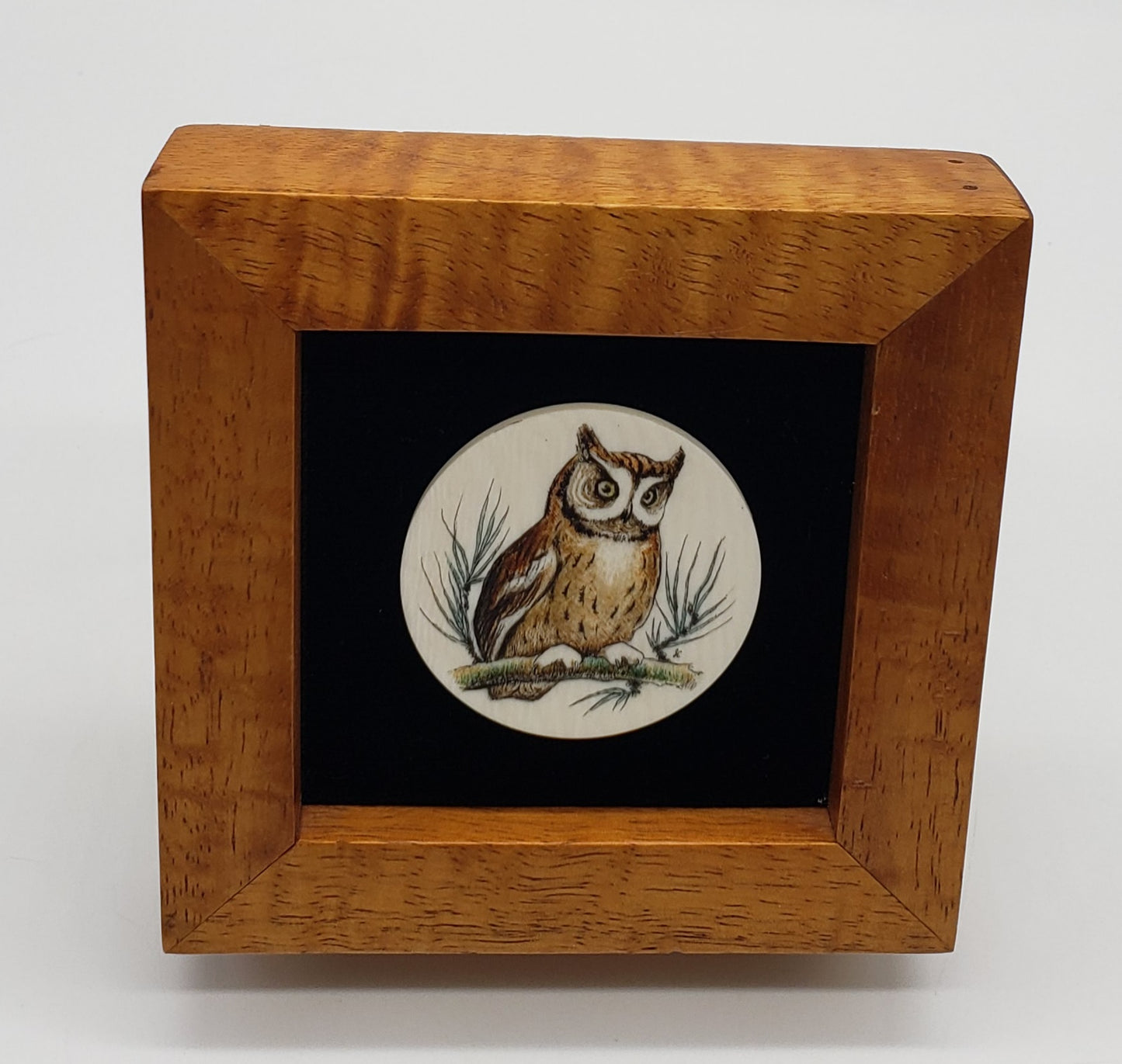 Jane Clapham Faux Scrimshaw Owl Wall Hanger