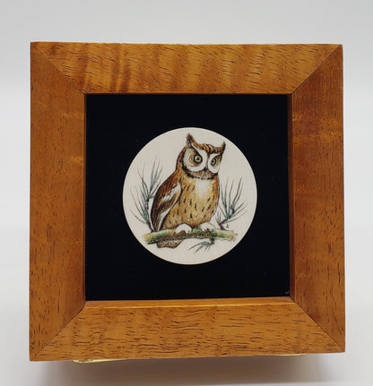 Jane Clapham Faux Scrimshaw Owl Wall Hanger