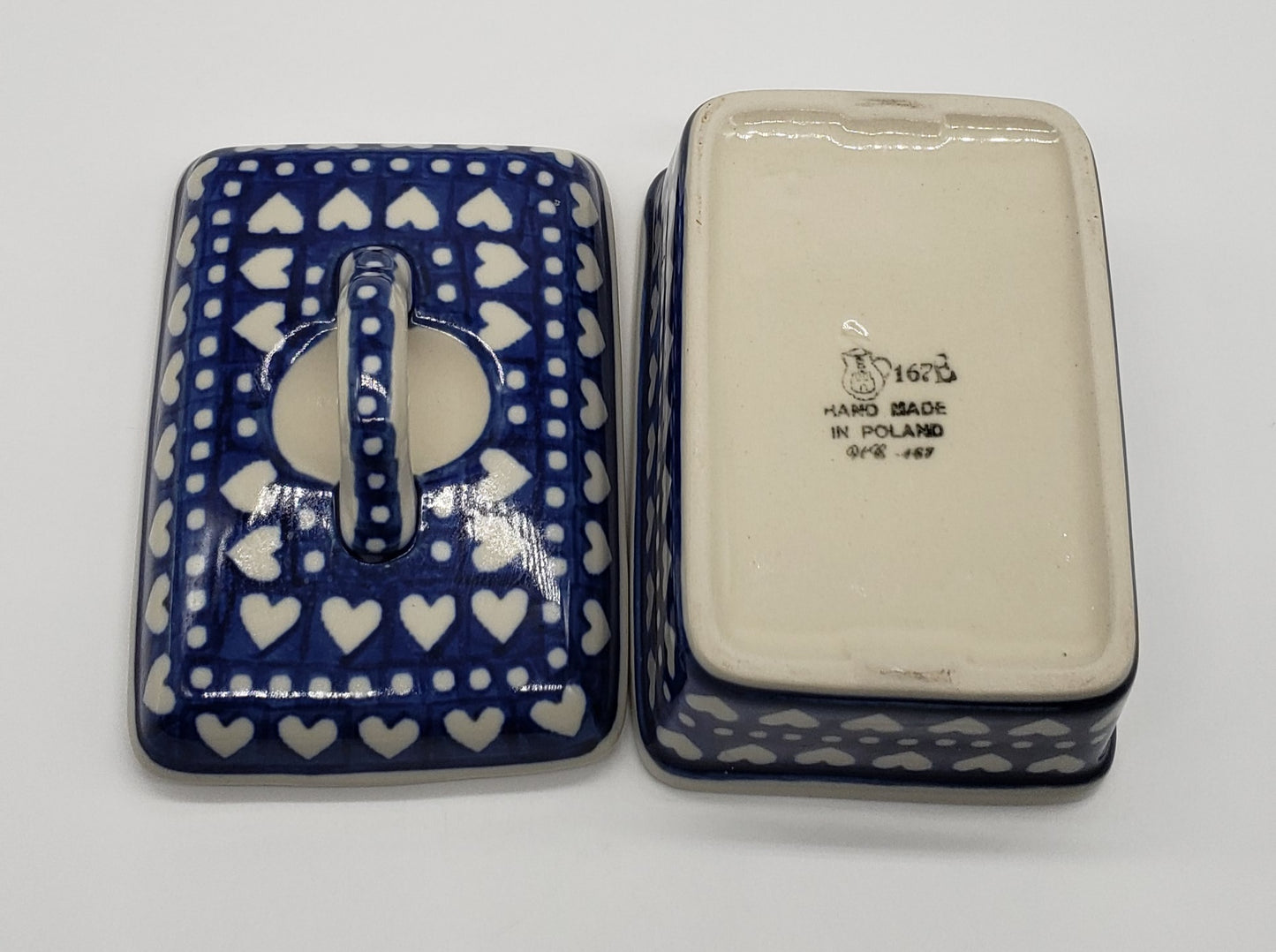 Polish Pottery Butter Box (Nordic Hearts)