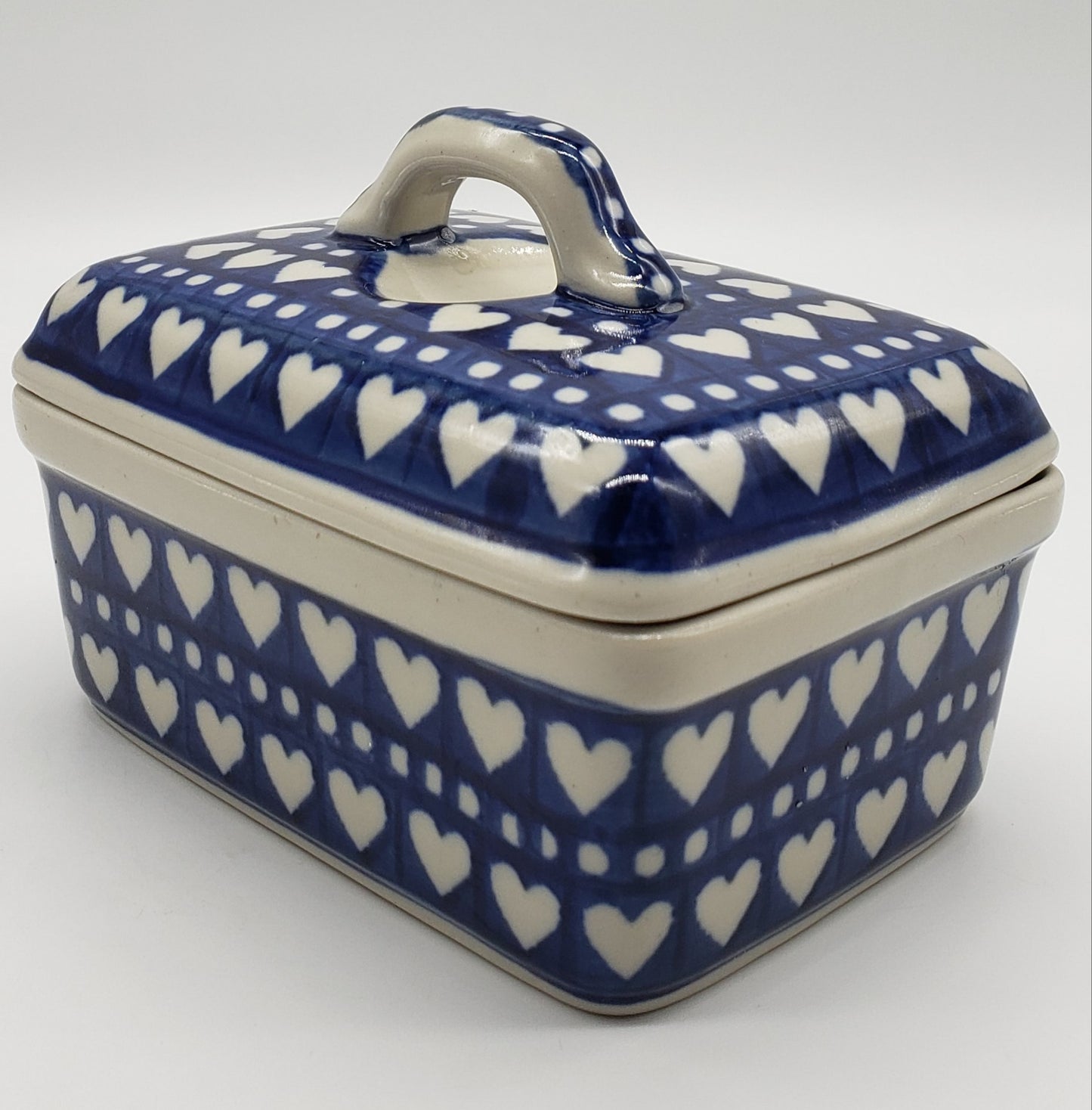 Polish Pottery Butter Box (Nordic Hearts)