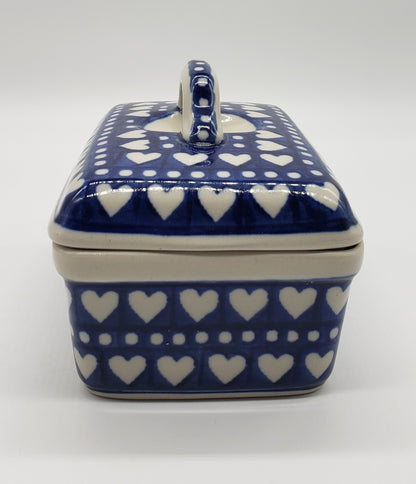 Polish Pottery Butter Box (Nordic Hearts)