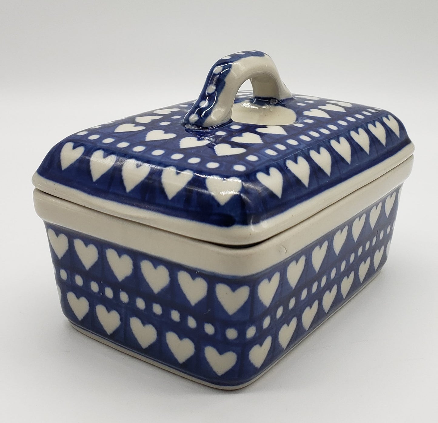 Polish Pottery Butter Box (Nordic Hearts)