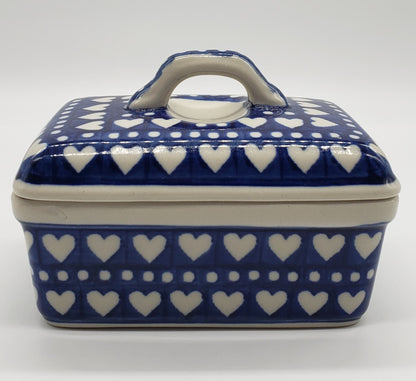 Polish Pottery Butter Box (Nordic Hearts)