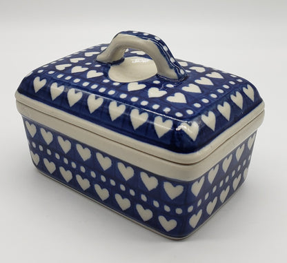 Polish Pottery Butter Box (Nordic Hearts)