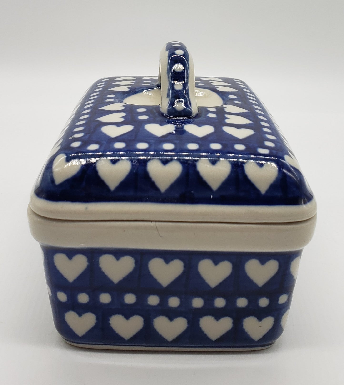 Polish Pottery Butter Box (Nordic Hearts)