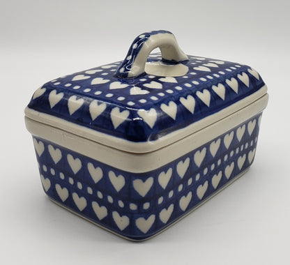 Polish Pottery Butter Box (Nordic Hearts)