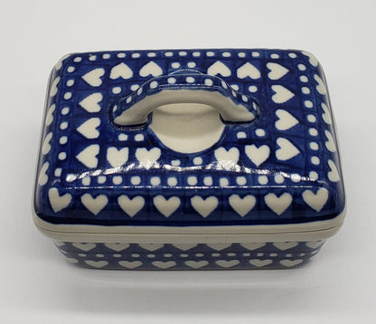 Polish Pottery Butter Box (Nordic Hearts)