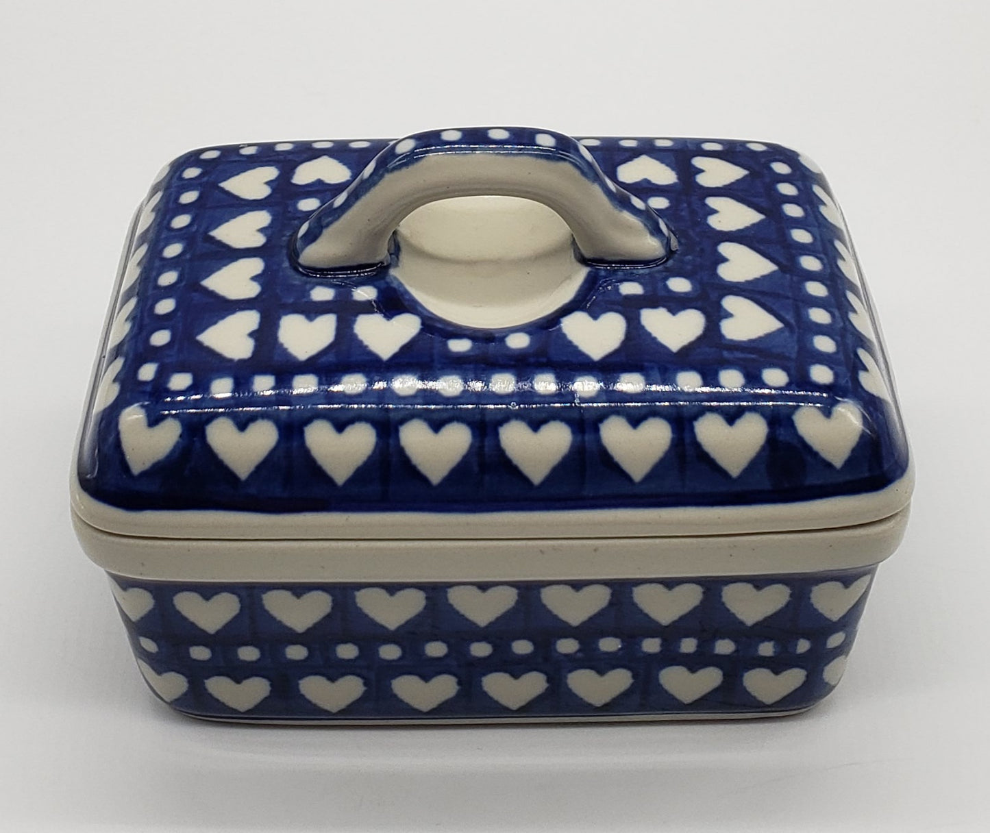 Polish Pottery Butter Box (Nordic Hearts)