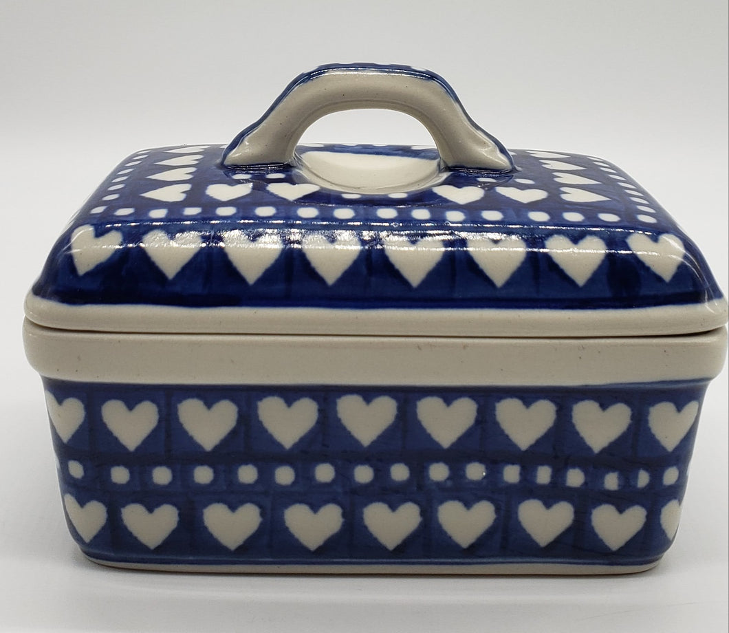 Polish Pottery Butter Box (Nordic Hearts)