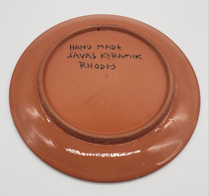 Savas Rhodes Greece Small Terracotta Plates Handcrafted Signed