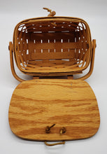 Load image into Gallery viewer, Vintage Longaberger Picnic Basket Wood Lid Bottom Leather Handle

