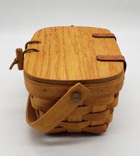 Load image into Gallery viewer, Vintage Longaberger Picnic Basket Wood Lid Bottom Leather Handle
