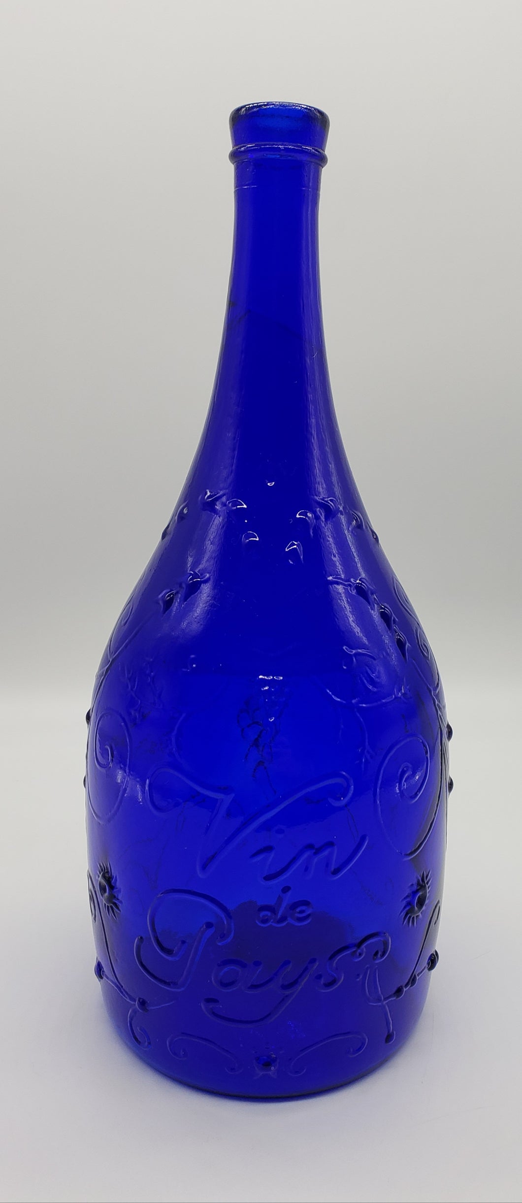 Vintage Wine Glass Bottle Clear Vin de Pays Tall 12