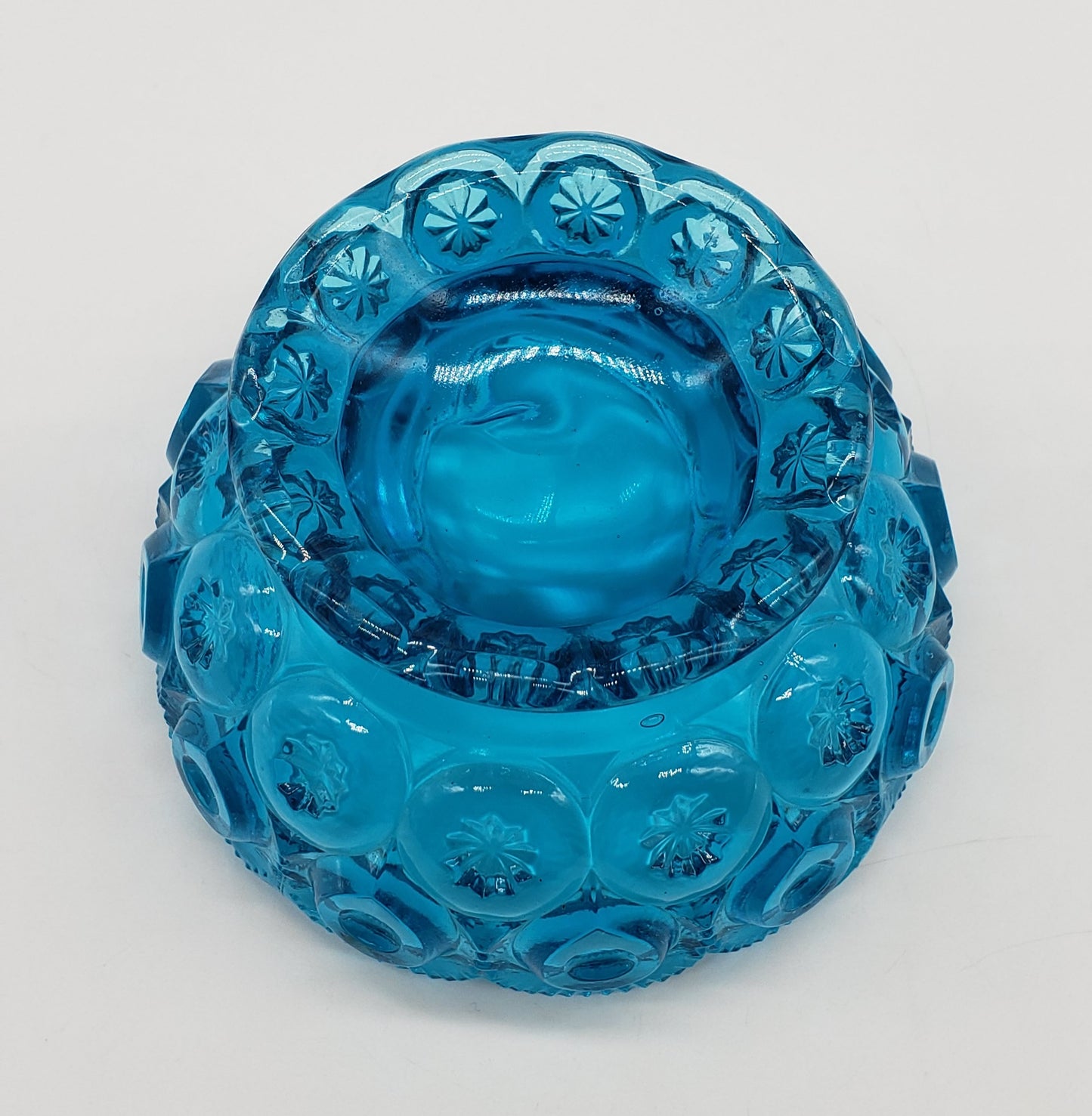 LE Smith Heritage Moon & Star ~ AQUA GLASS CANDLE BOWL