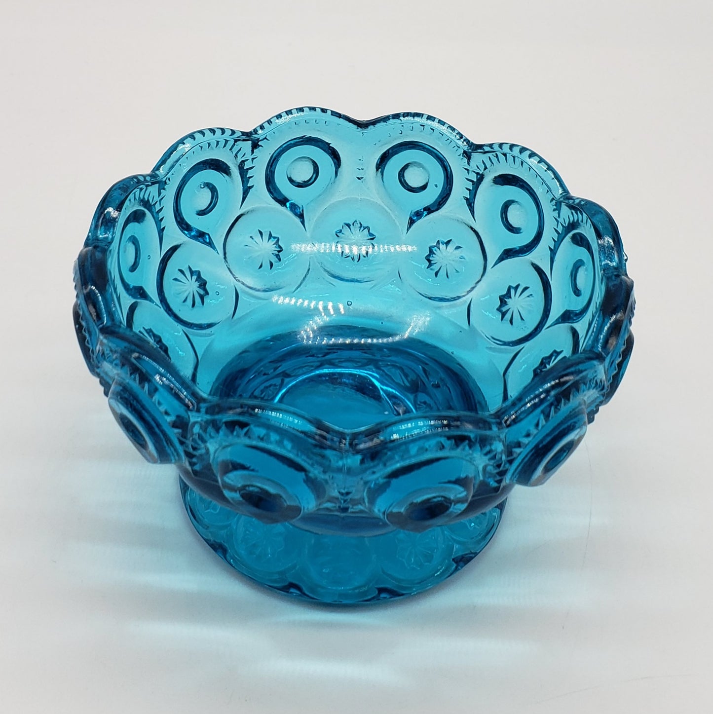 LE Smith Heritage Moon & Star ~ AQUA GLASS CANDLE BOWL