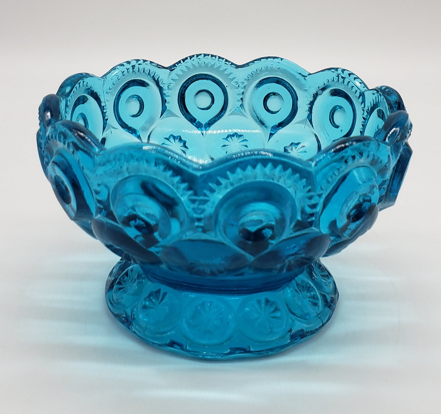 LE Smith Heritage Moon & Star ~ AQUA GLASS CANDLE BOWL