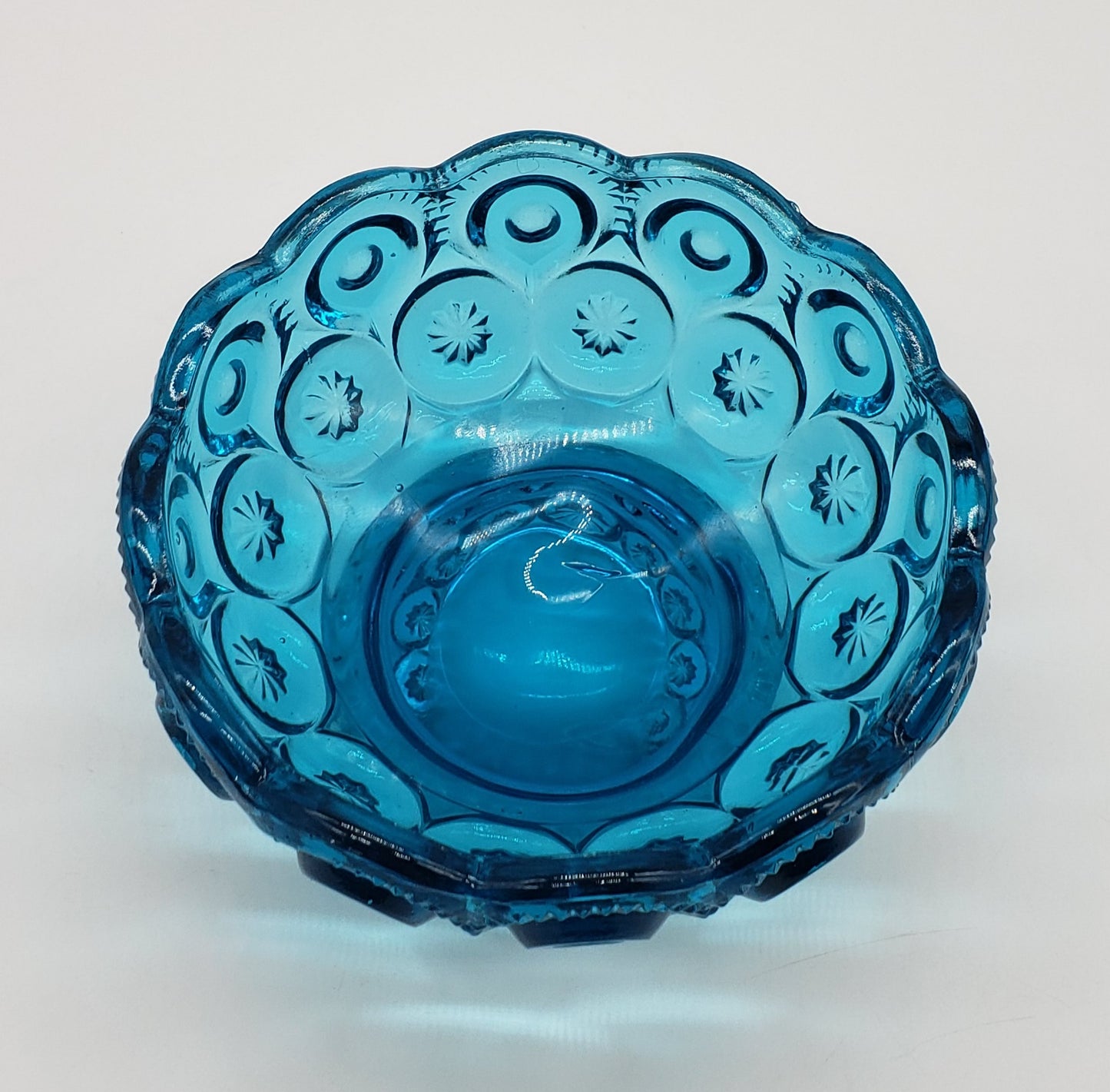 LE Smith Heritage Moon & Star ~ AQUA GLASS CANDLE BOWL