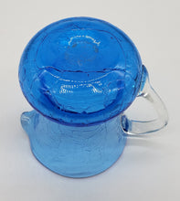 Load image into Gallery viewer, Blue Crackle Glass Pitcher With Clear Applied Handle
