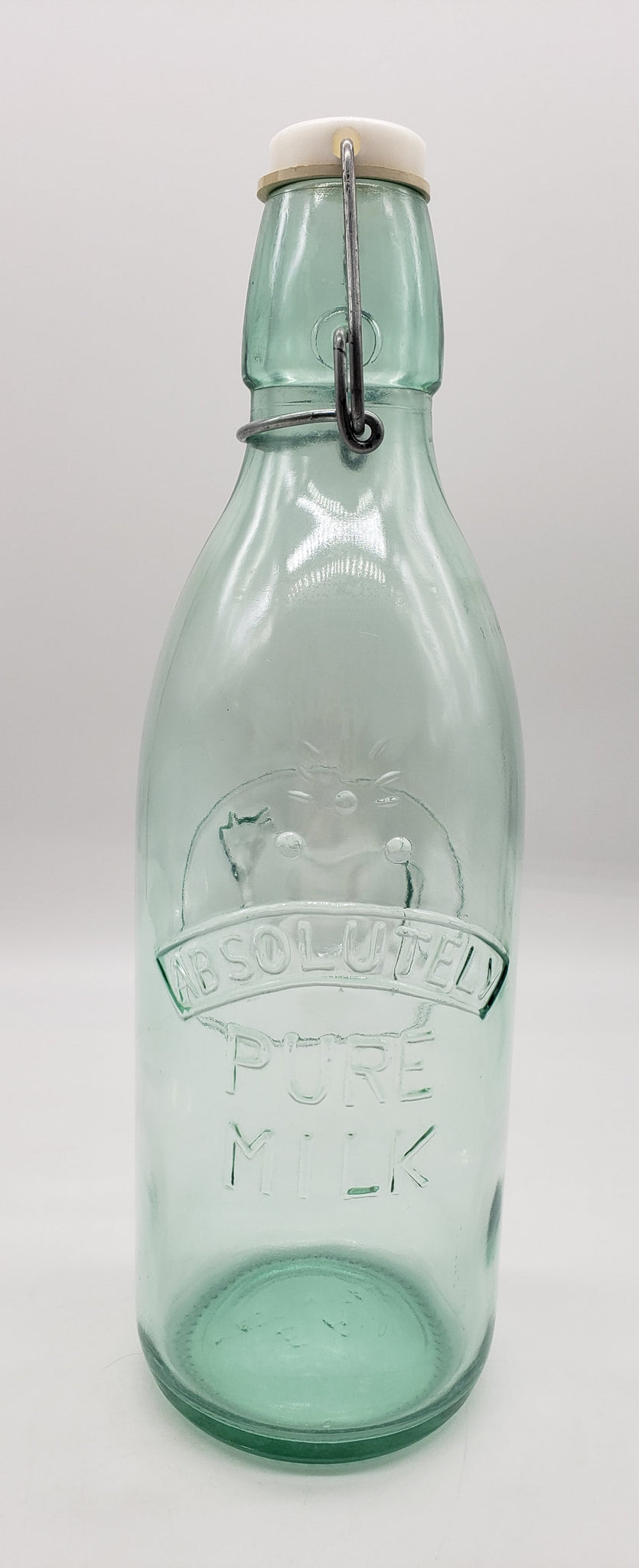 Vintage Absolutely Pure Milk Bottle Green Glass Milk Bottle