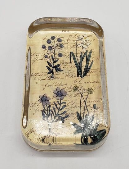 Botanical Rectangular Domed Paperweight - No. 605 - Floral Paperweight - Vintage Glass Paperweight