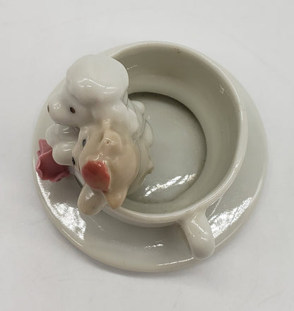 Vintage Porcelain Teacup Puppy Dog & Kitten Made in Taiwan