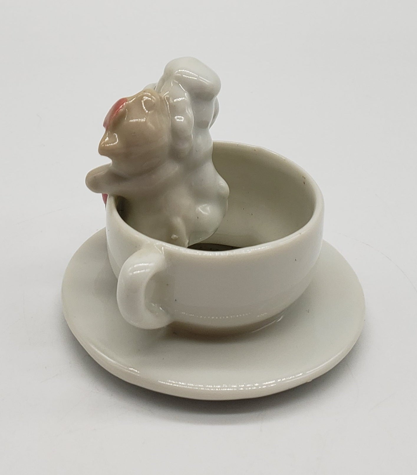 Vintage Porcelain Teacup Puppy Dog & Kitten Made in Taiwan