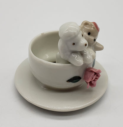 Vintage Porcelain Teacup Puppy Dog & Kitten Made in Taiwan