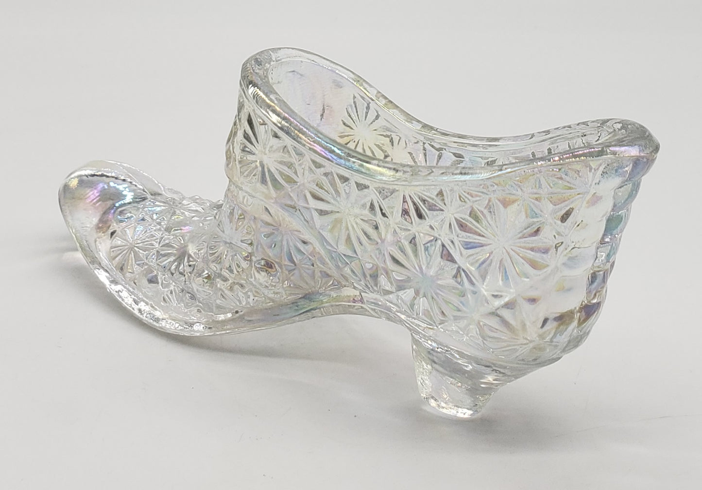 Fenton Daisy & Button Iridescent Glass Shoe