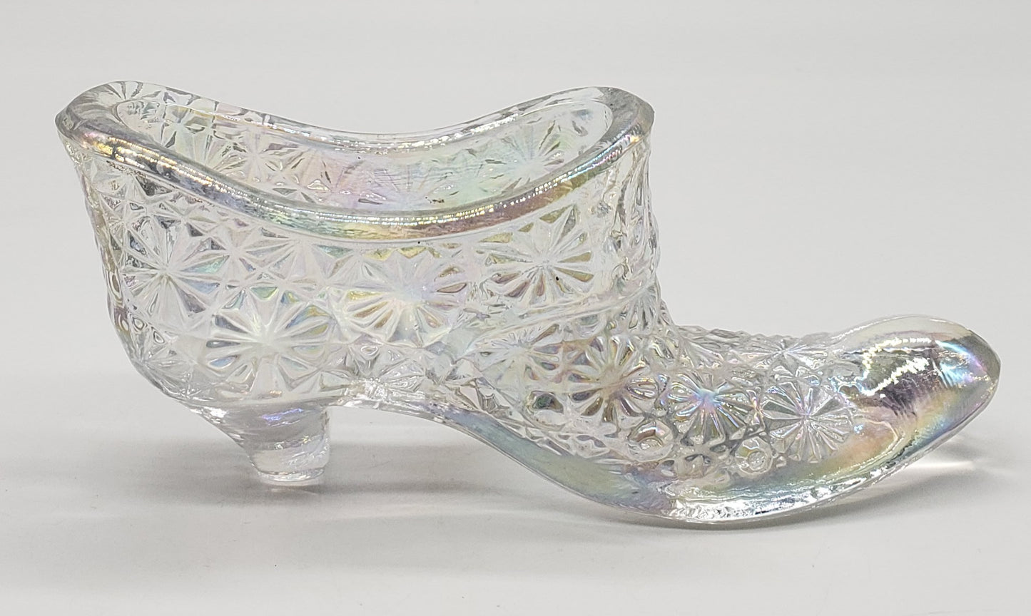 Fenton Daisy & Button Iridescent Glass Shoe