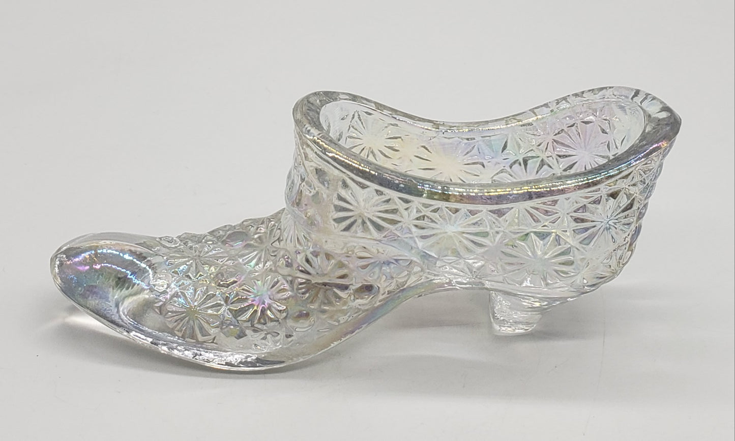 Fenton Daisy & Button Iridescent Glass Shoe