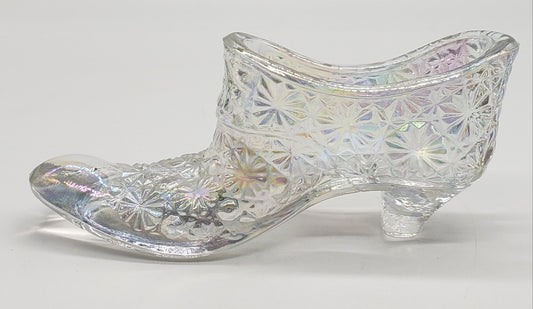 Fenton Daisy & Button Iridescent Glass Shoe