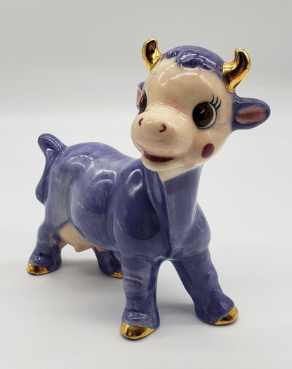 Anthropomorphic Purple Cow Figurine