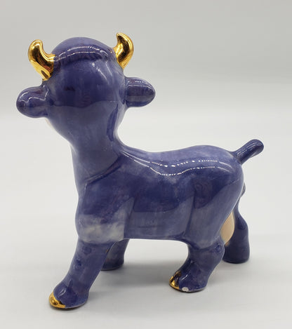 Anthropomorphic Purple Cow Figurine