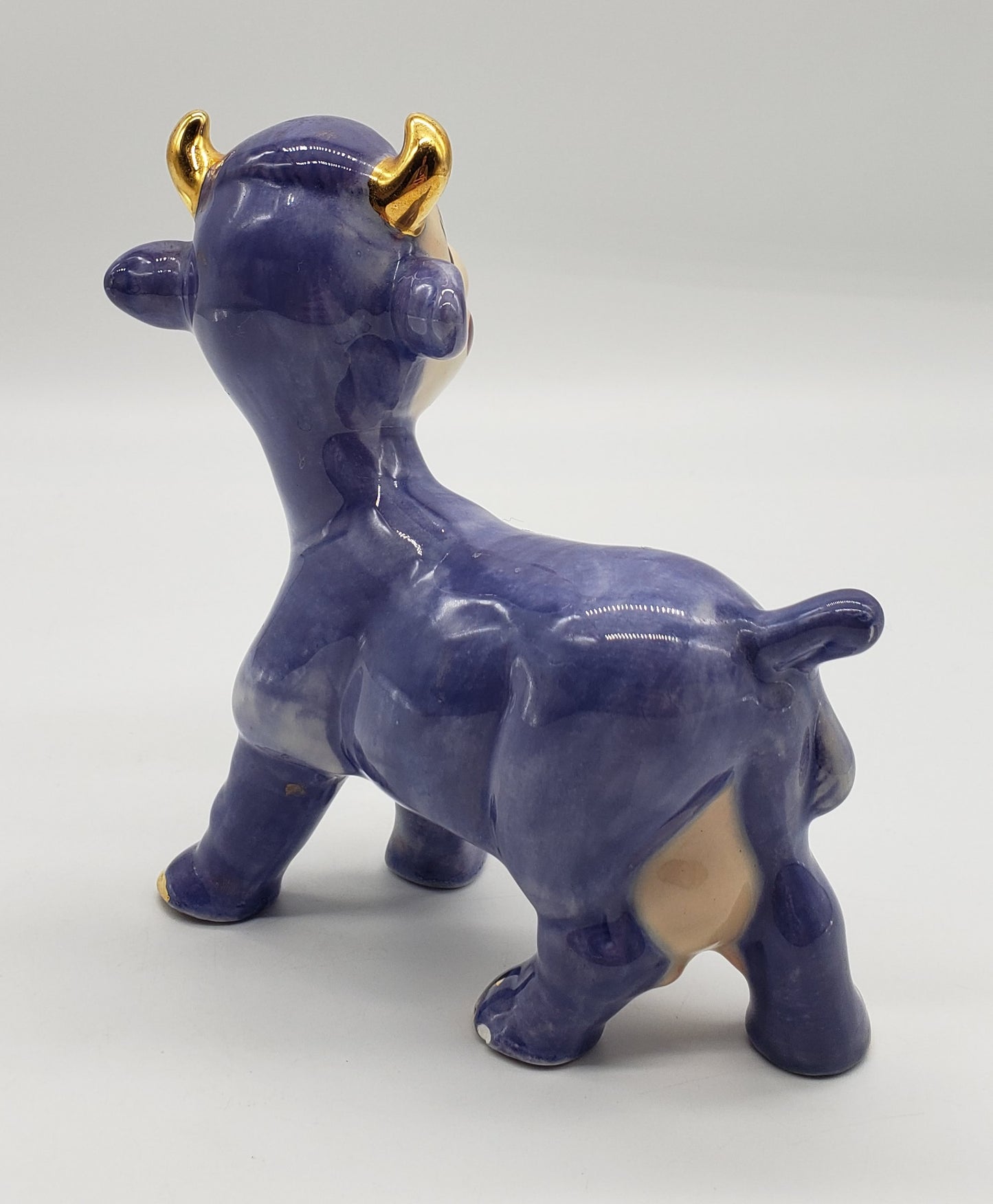 Anthropomorphic Purple Cow Figurine