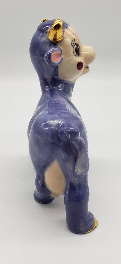 Anthropomorphic Purple Cow Figurine