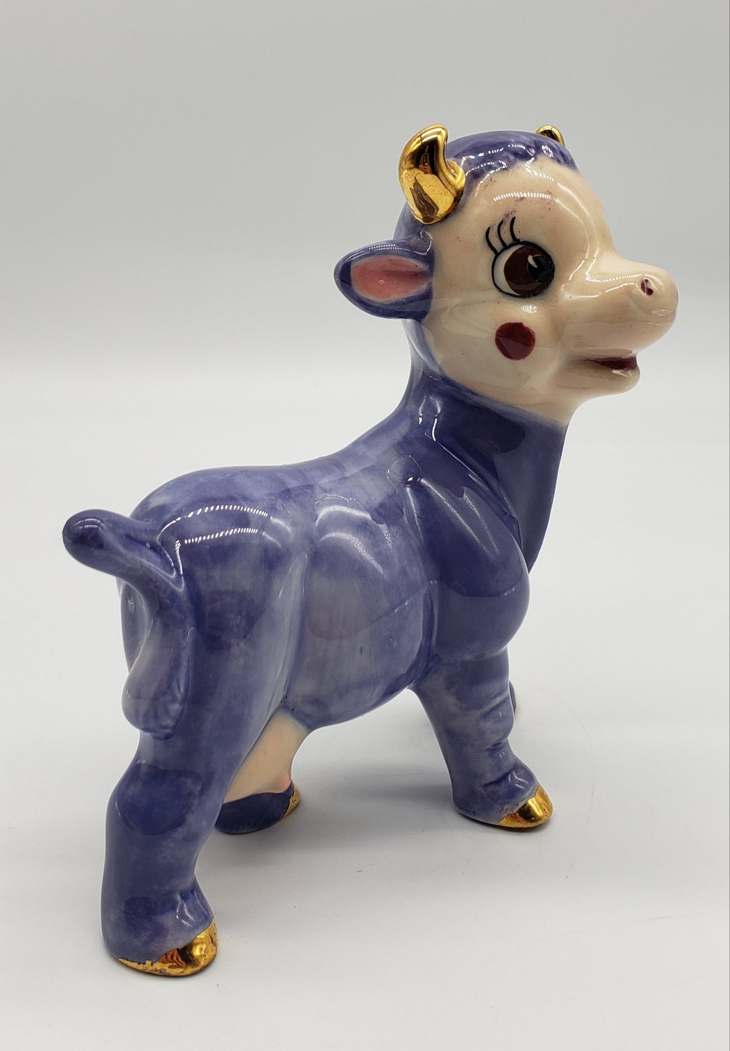 Anthropomorphic Purple Cow Figurine