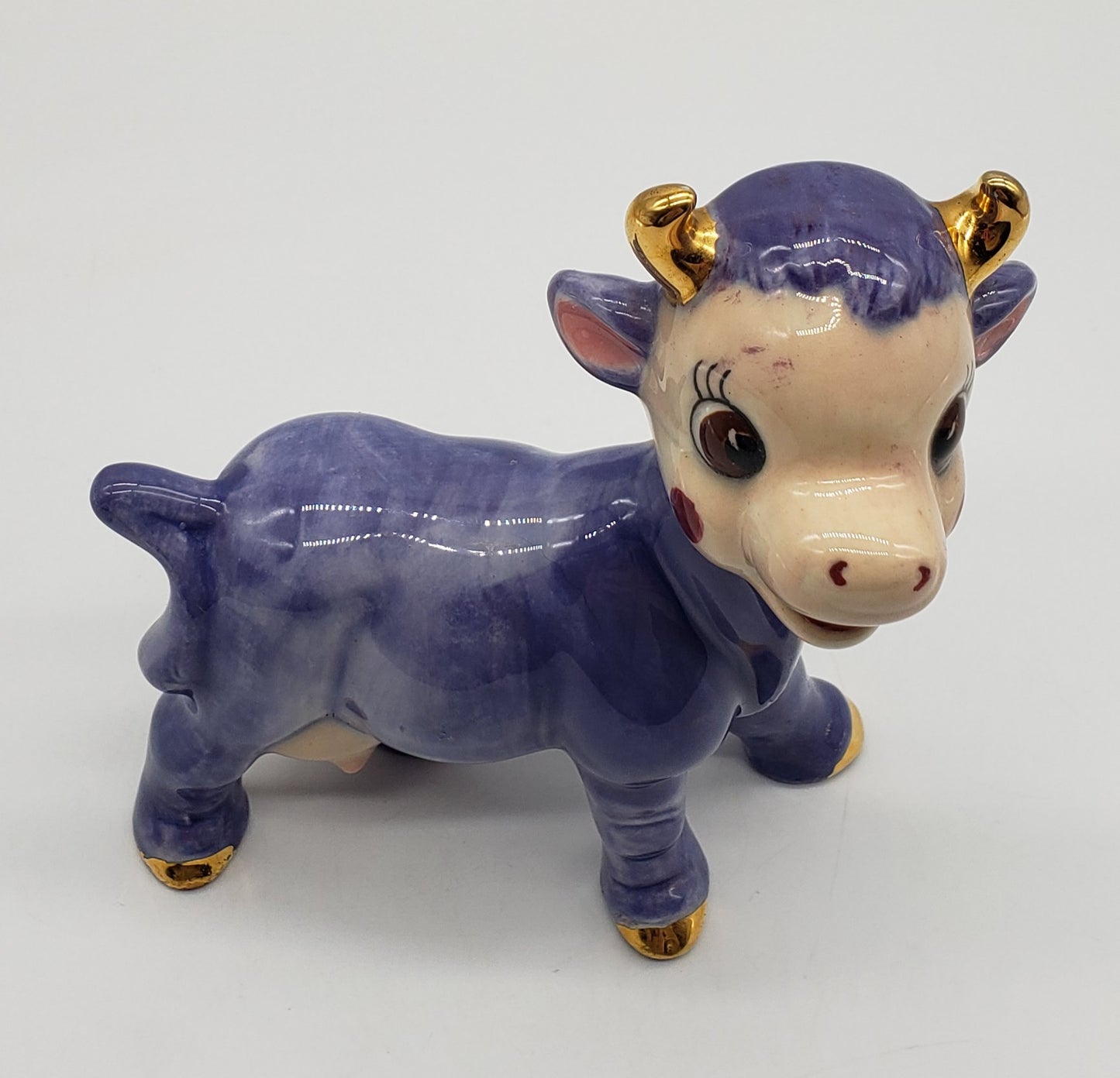 Anthropomorphic Purple Cow Figurine