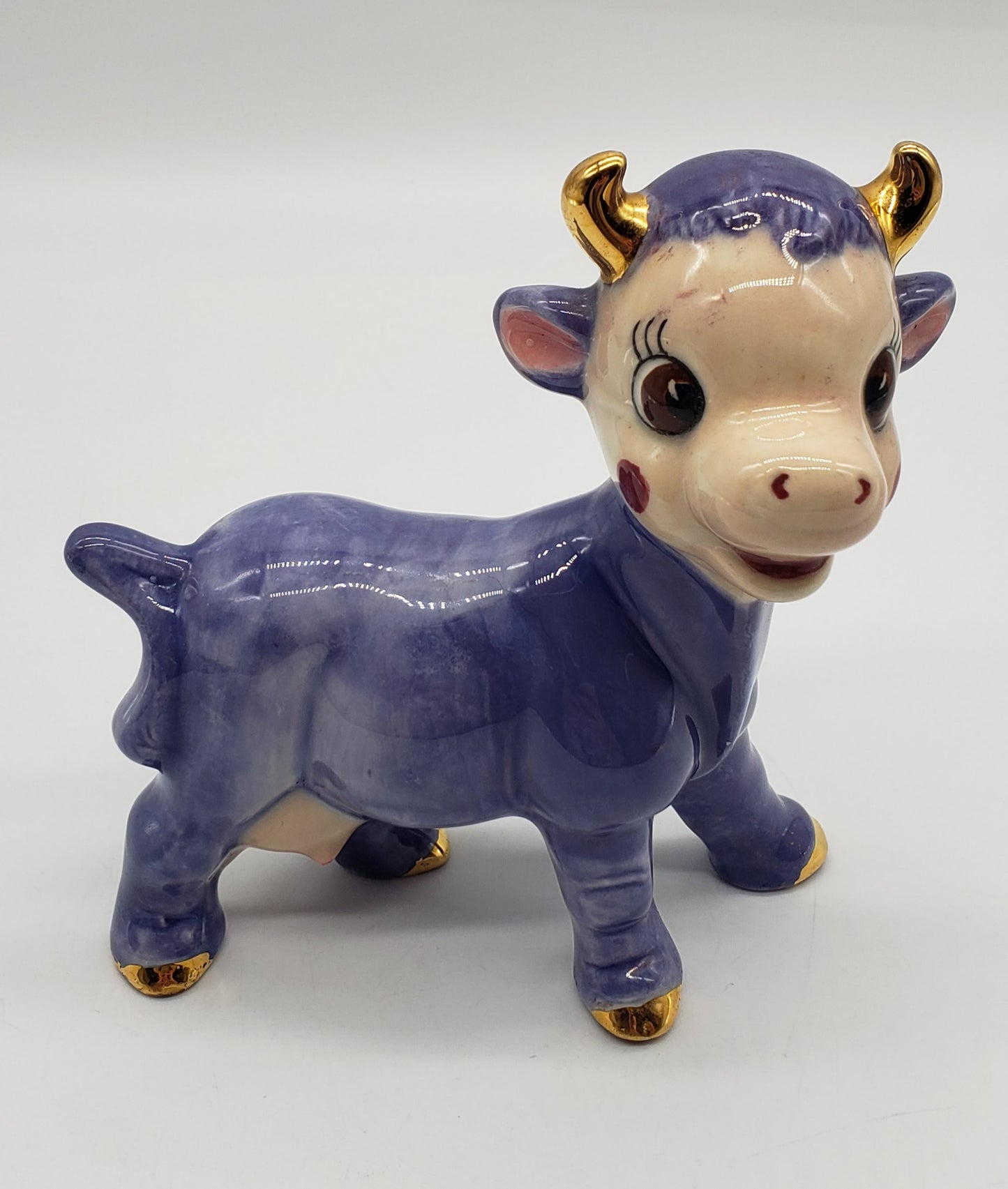 Anthropomorphic Purple Cow Figurine