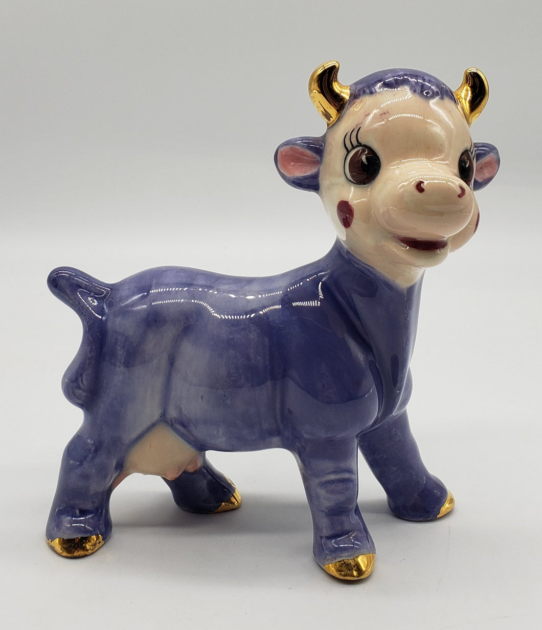 Anthropomorphic Purple Cow Figurine