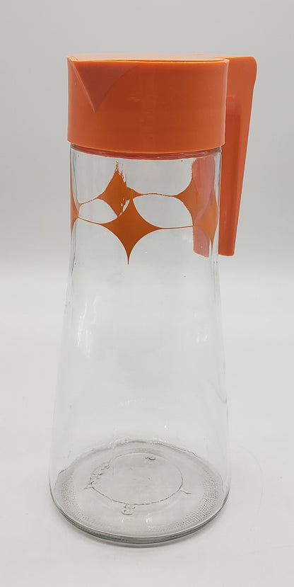 Vintage Anchor Hocking Atomic Orange Starburst Glass Pitcher/Carafe Flip Top