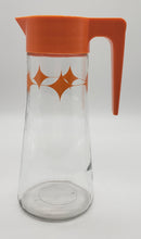 Load image into Gallery viewer, Vintage Anchor Hocking Atomic Orange Starburst Glass Pitcher/Carafe Flip Top
