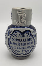 Load image into Gallery viewer, Cobalt Blue German Pitcher Fewin Schmecht Der Wein Aus Einem Krug Von Stein
