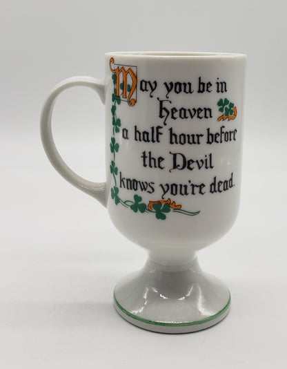 Vintage Irish Coffee Footed Mug Cup Enesco